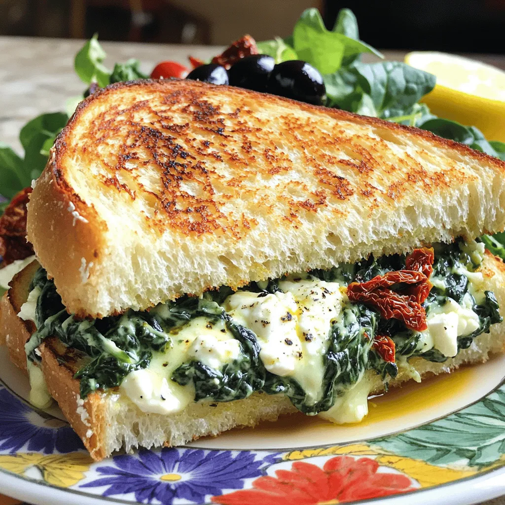 Mediterranean Spinach Grilled Cheese Delightful Treat