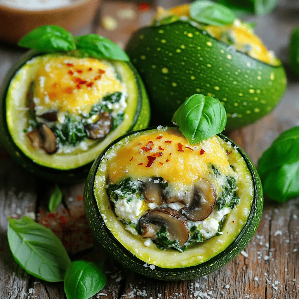 Spinach, Mushroom, And Ricotta Stuffed Zucchini Delight