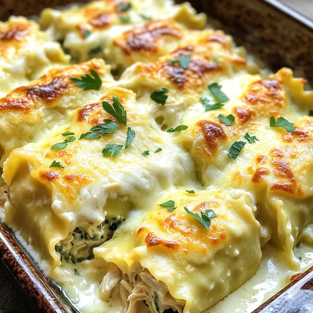 Cheesy Chicken Alfredo Lasagna Rolls Easy Recipe