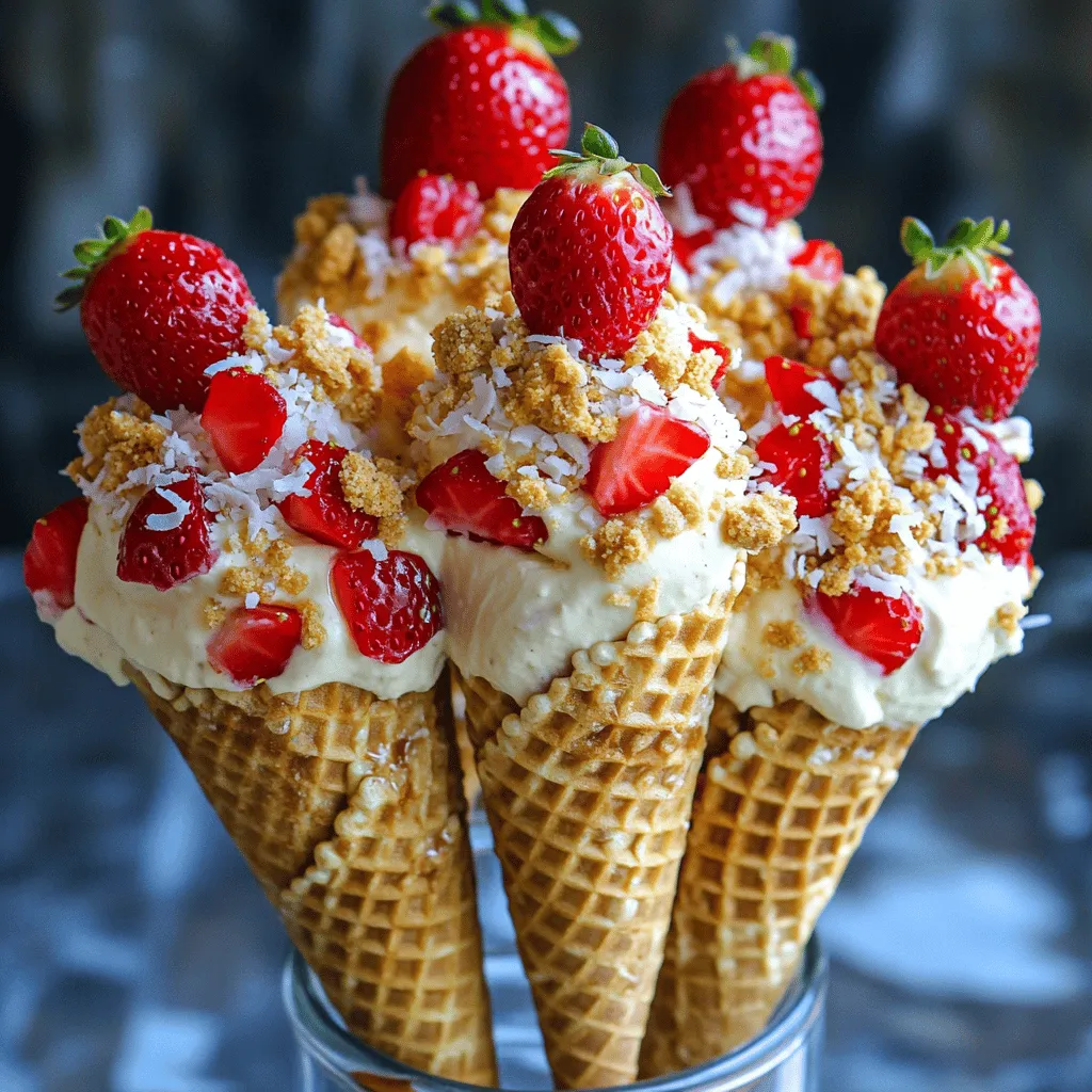 Strawberry Crunch Cheesecake Cones Delightful Treat