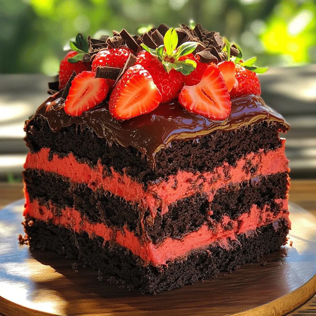 Fluffy Chocolate Cake with Strawberry Mousse Delight