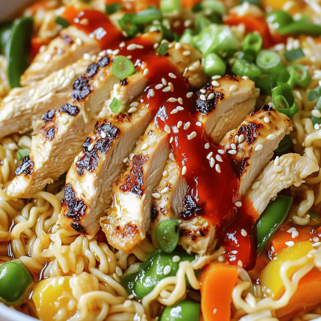 Fiery Chicken Ramen with Creamy Garlic Sauce Delight