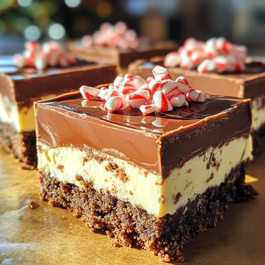 No-Bake Peppermint Chocolate Cheesecake Bars Delight