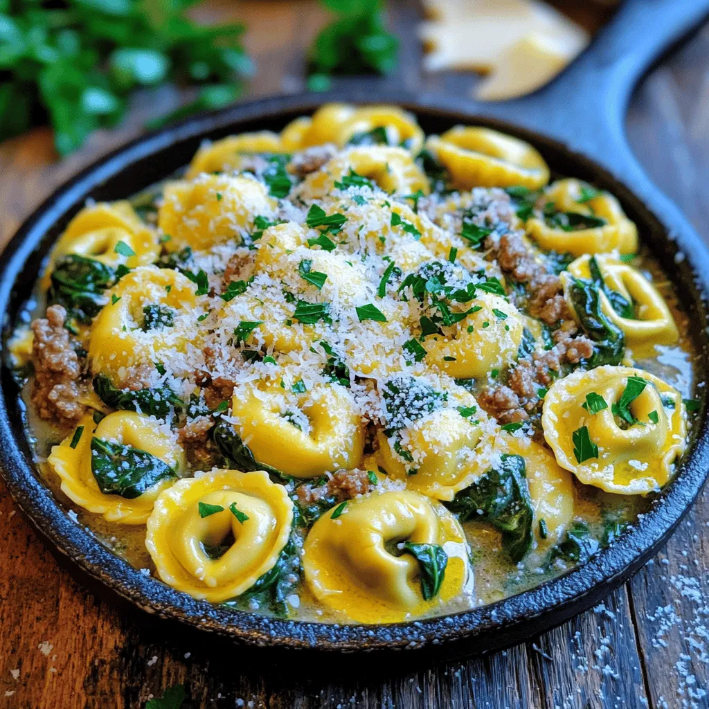 Garlic Butter Beef and Spinach Tortellini Delight