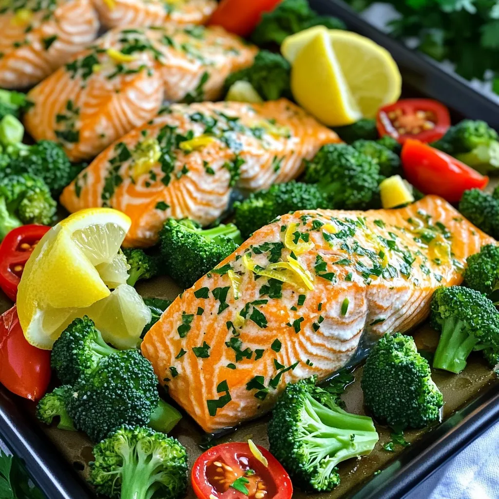 Sheet-Pan Lemon Herb Salmon &#038; Veggies Delight