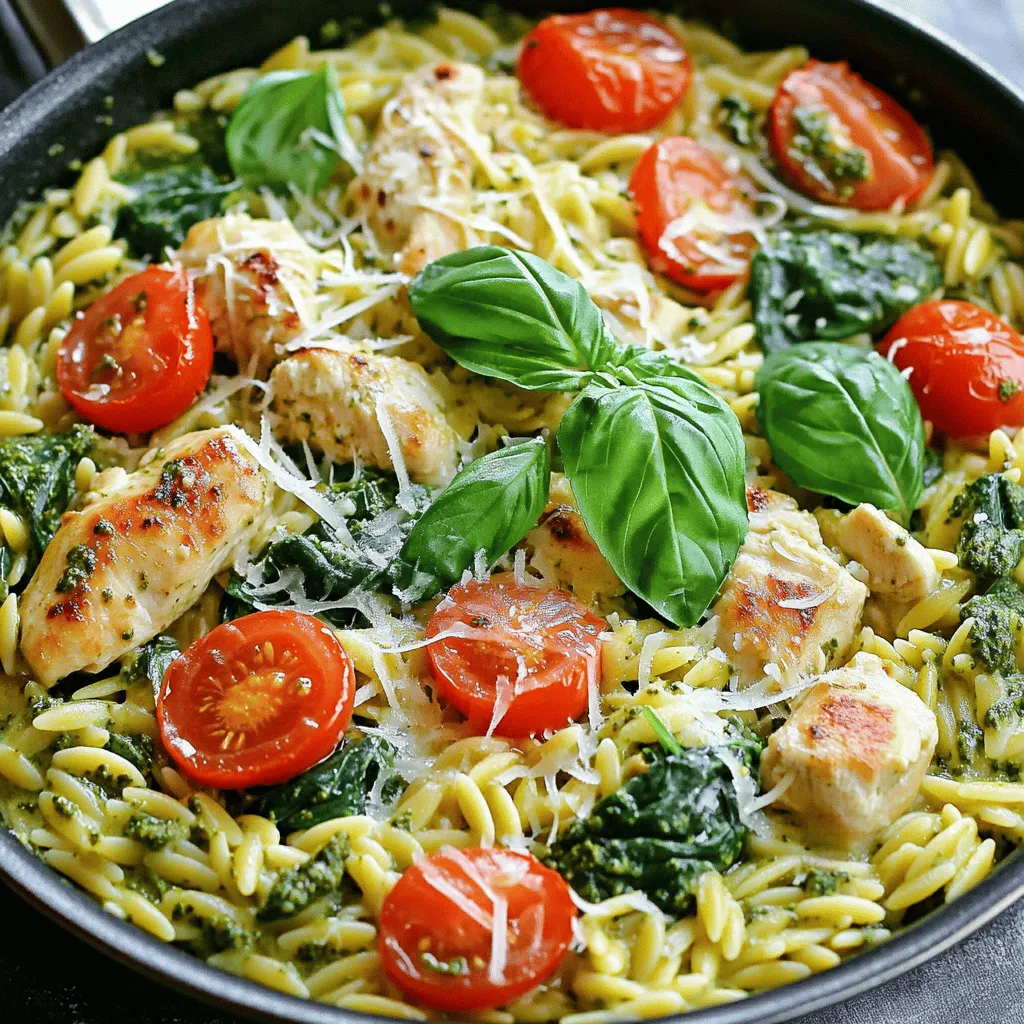 One-Pan Creamy Pesto Chicken Orzo Easy Dinner Recipe