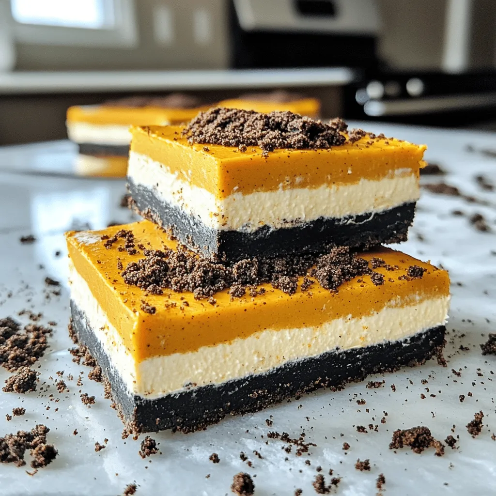 No-Bake Oreo Pumpkin Cheesecake Bars Delightful Treat