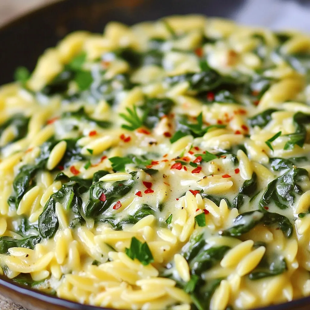 Creamy Garlic Parmesan Spinach Orzo Delightful Meal