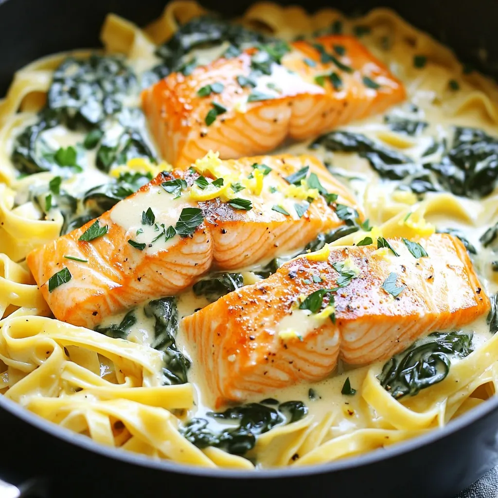 One Pot Creamy Garlic Butter Salmon and Spinach Dish