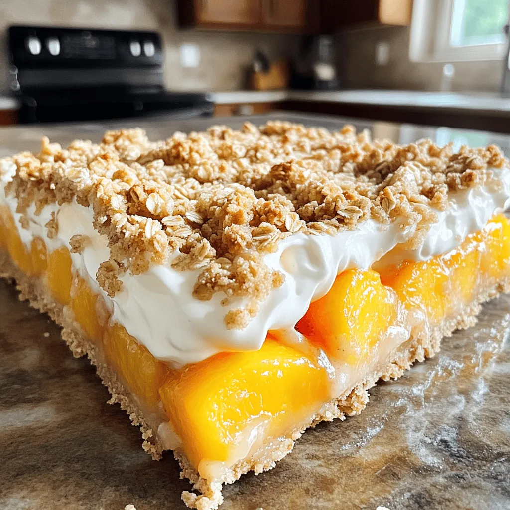 Peaches and Cream Crumble Bars Delicious Dessert Recipe