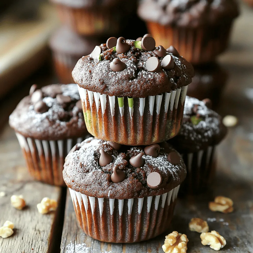 Bakery Style Double Chocolate Zucchini Muffins Delight