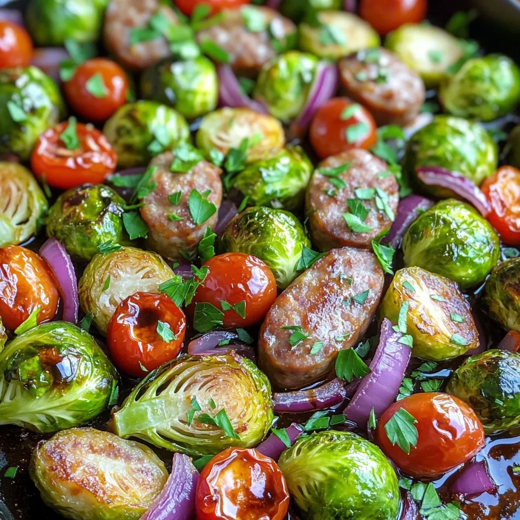 Sheet Pan Balsamic Brussels and Sausage Delight