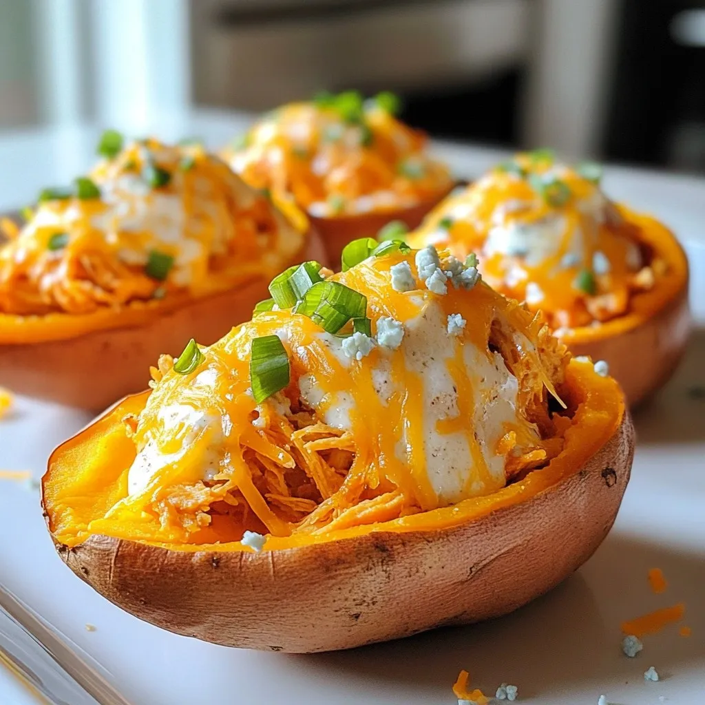 Buffalo Chicken Stuffed Sweet Potatoes Flavorful Dish