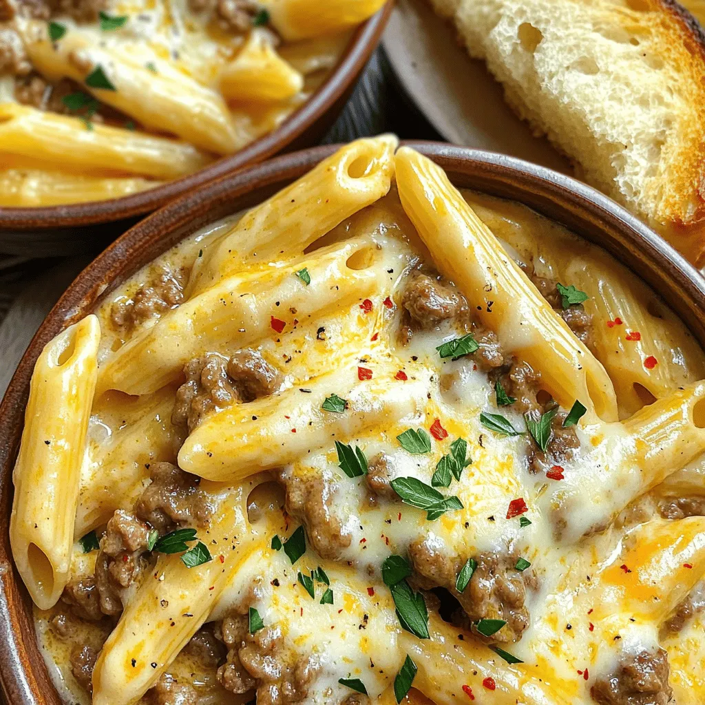 Cheesy Penne with Garlic Butter Beef Hearty Comfort Meal