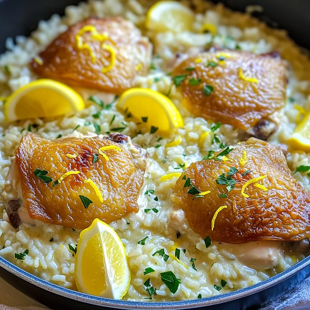 One-Pan Creamy Lemon Herb Chicken &#038; Rice Delight