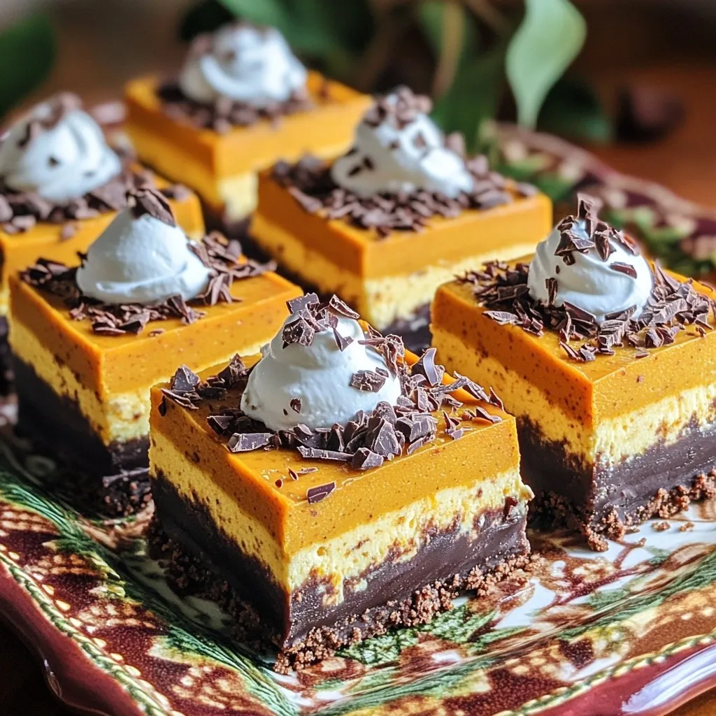 No Bake Chocolate Pumpkin Cheesecake Bars Delight