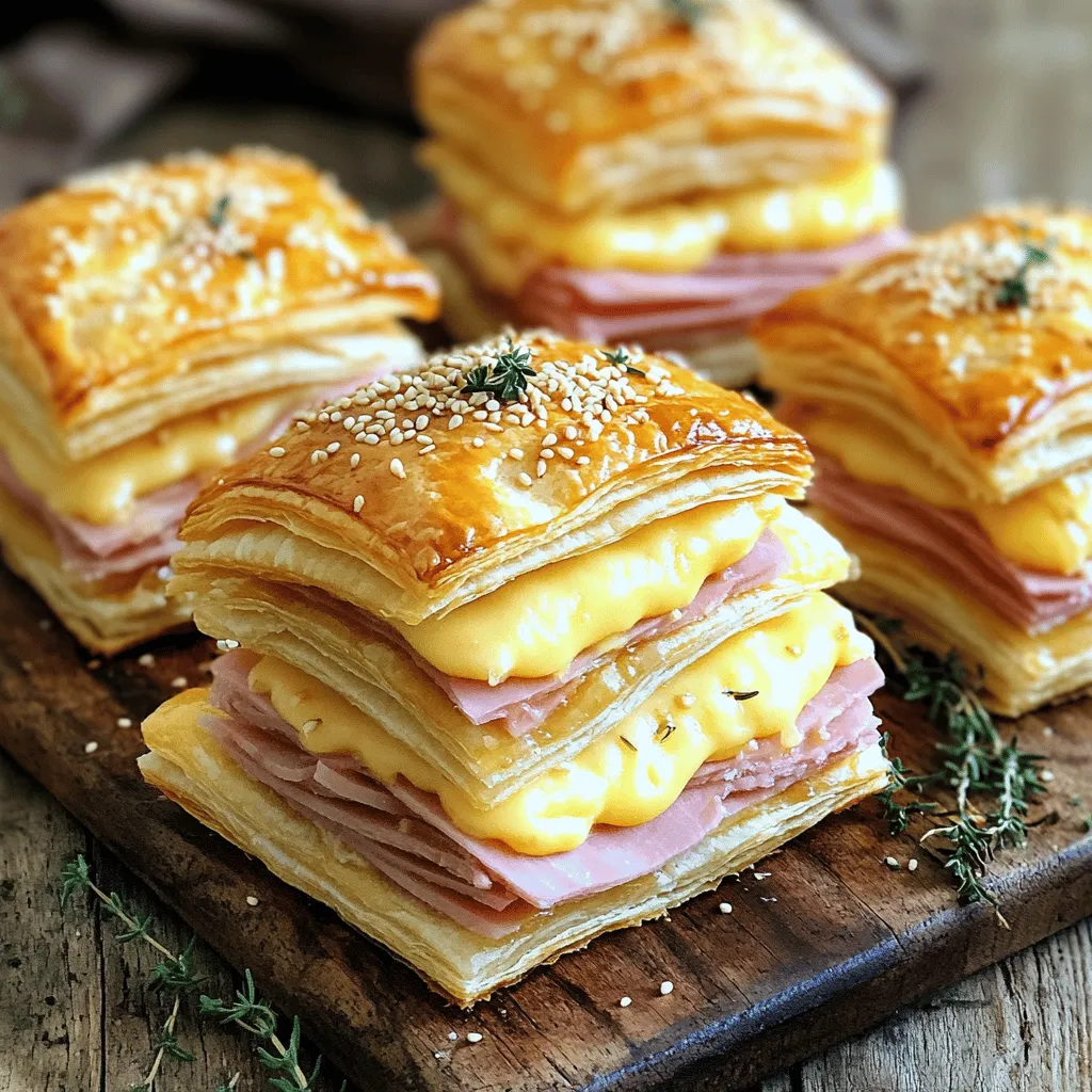 Crispy Ham &#038; Cheese Puff Pastry Stacks Treats
