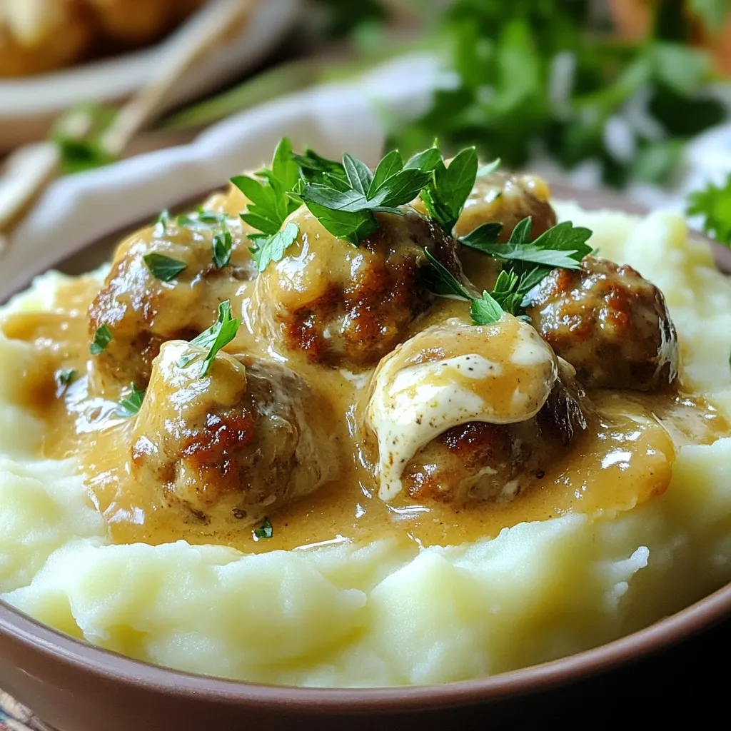 Creamy Swedish Meatballs with Fluffy Mashed Potatoes