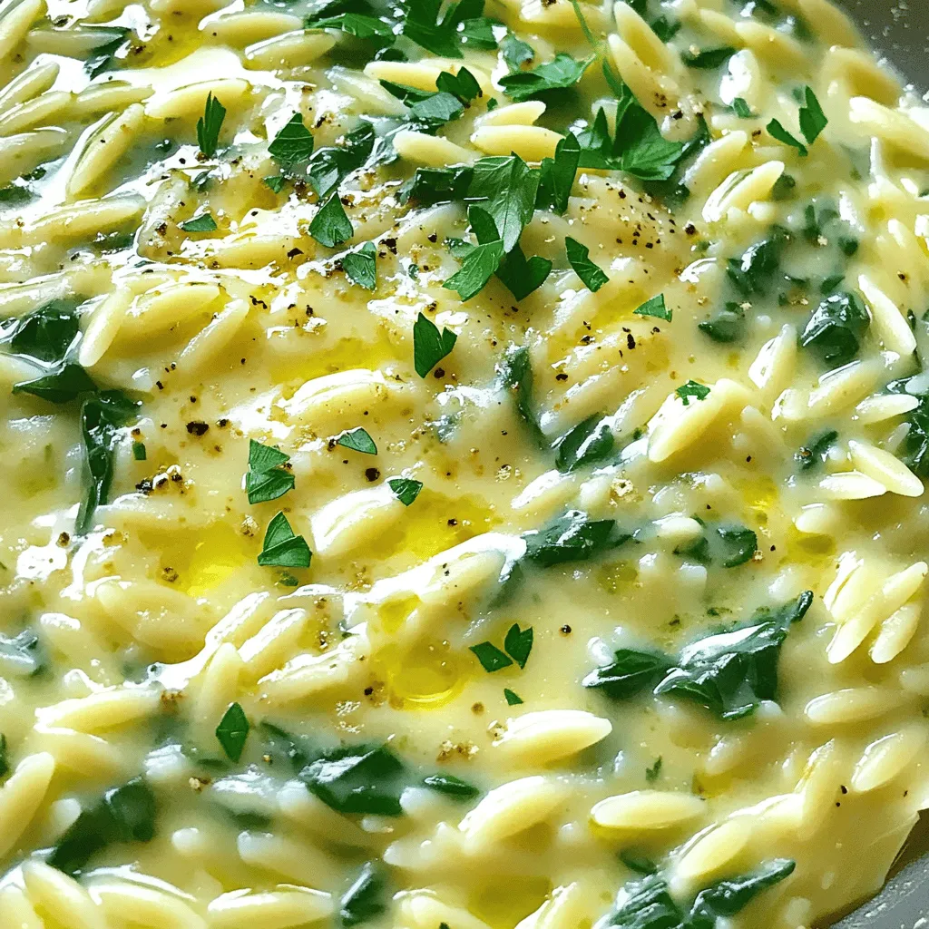 Creamy Garlic Parmesan Spinach Orzo Flavorful Dish