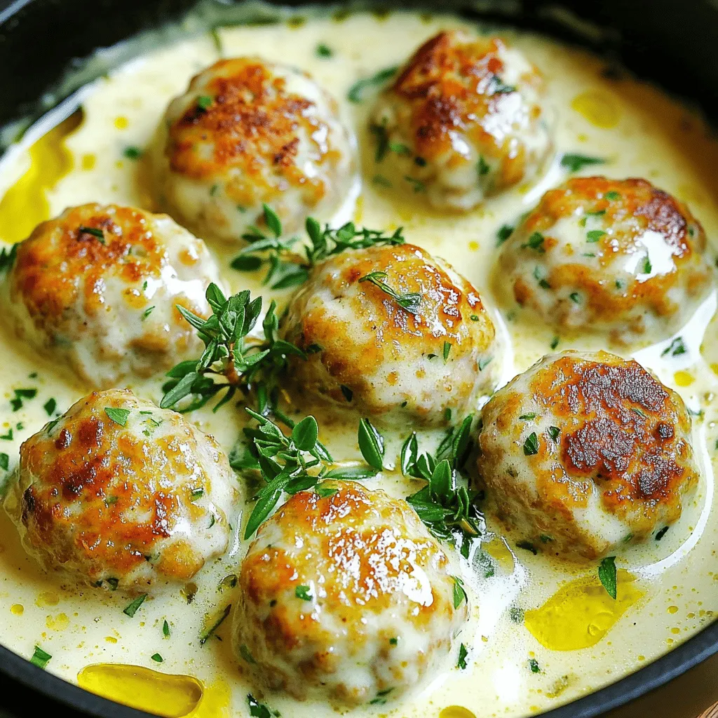 Skillet Creamy Garlic Herb Turkey Meatballs Recipe