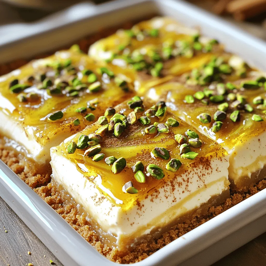 No-Bake Pistachio Baklava Cheesecake Bars Delight