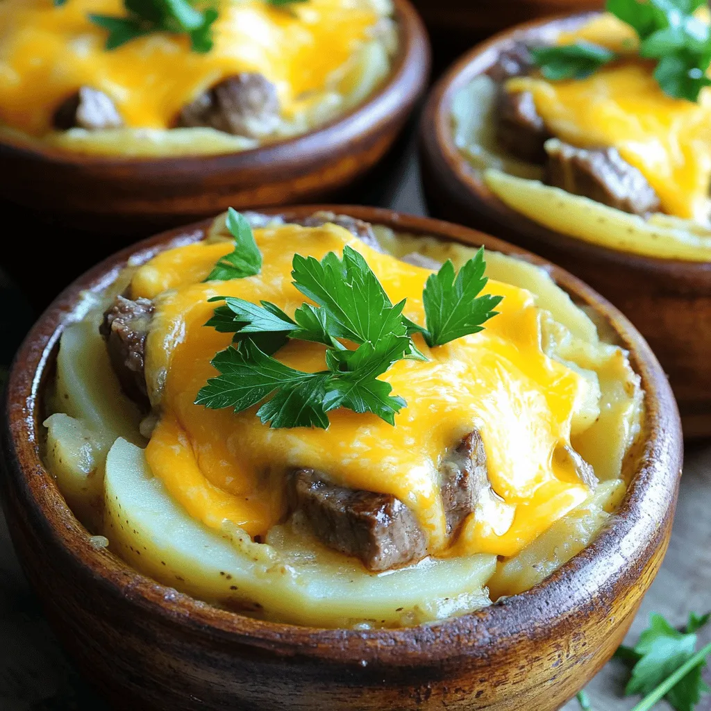 Slow Cooker Steak and Cheddar Potato Casserole Delight