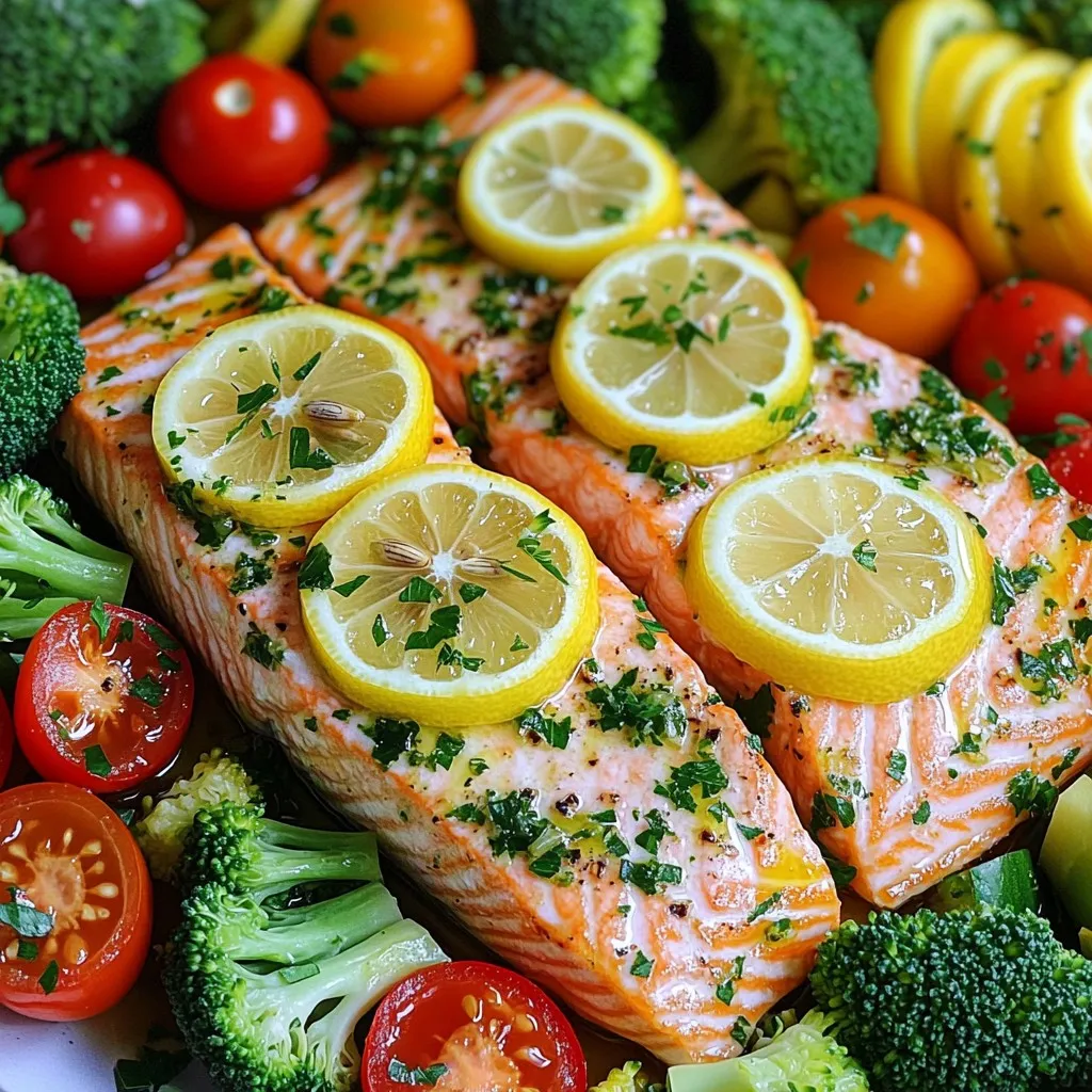 Sheet Pan Lemon Herb Salmon &#038; Veggies Delight
